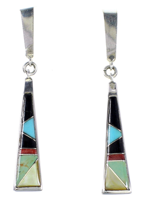 Authentic Sterling Silver Multicolor Post Dangle Earrings RX95085